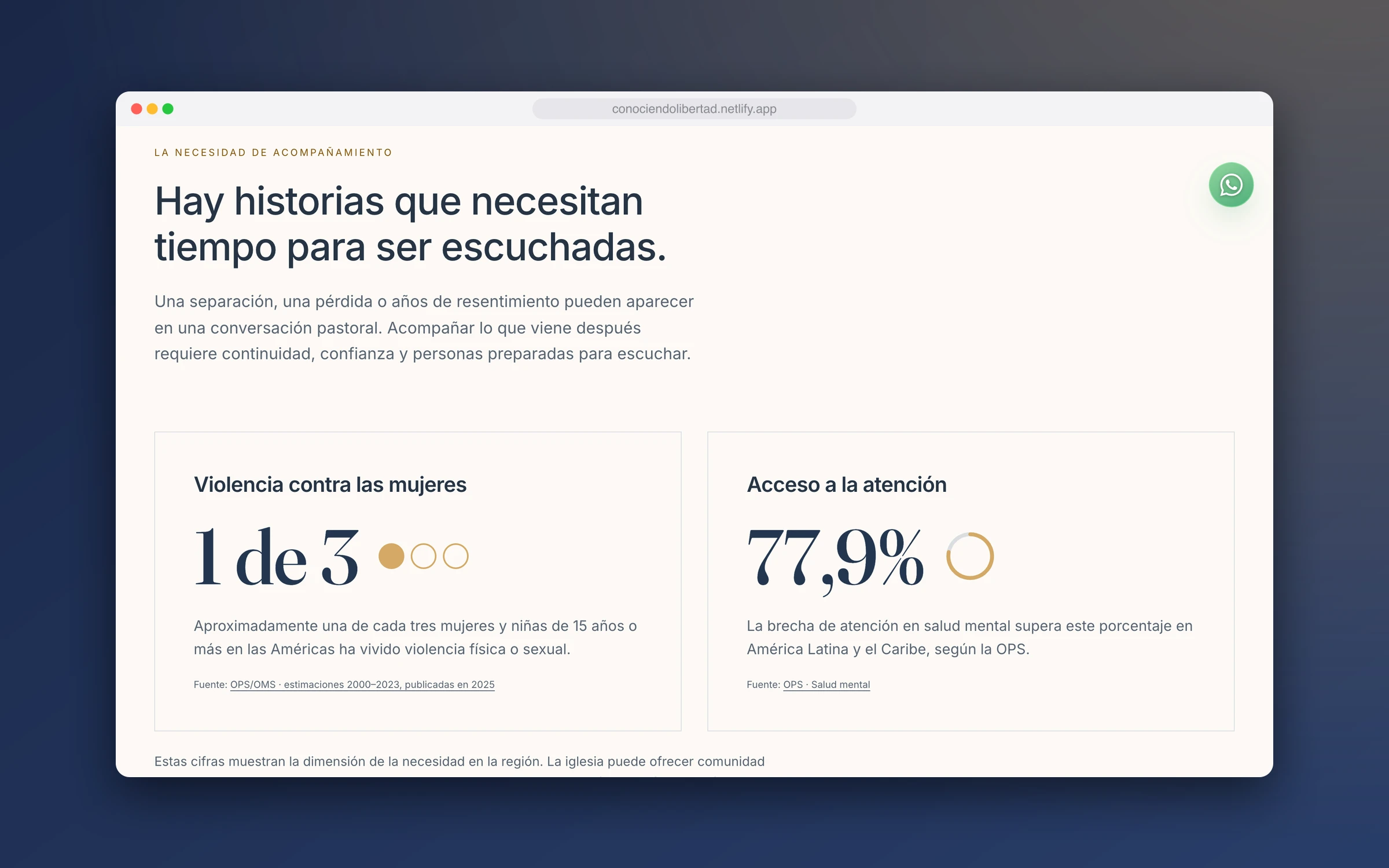 The church page with two sourced statistics
